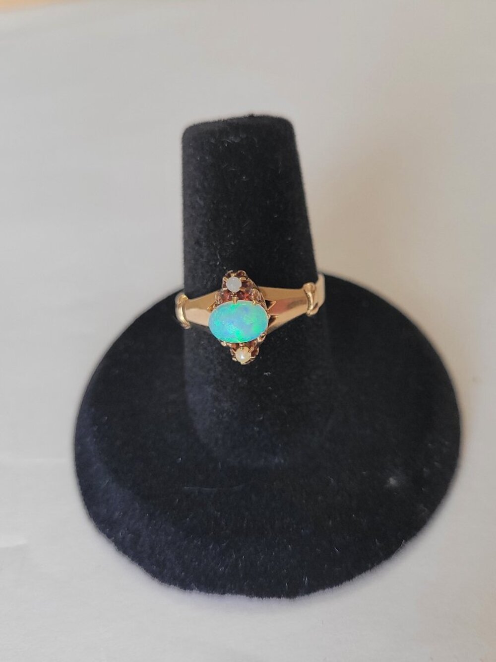 Opal Gold Antique Ring Seed Pearls Victorian October Birthstone 10k - Picture 8 of 16